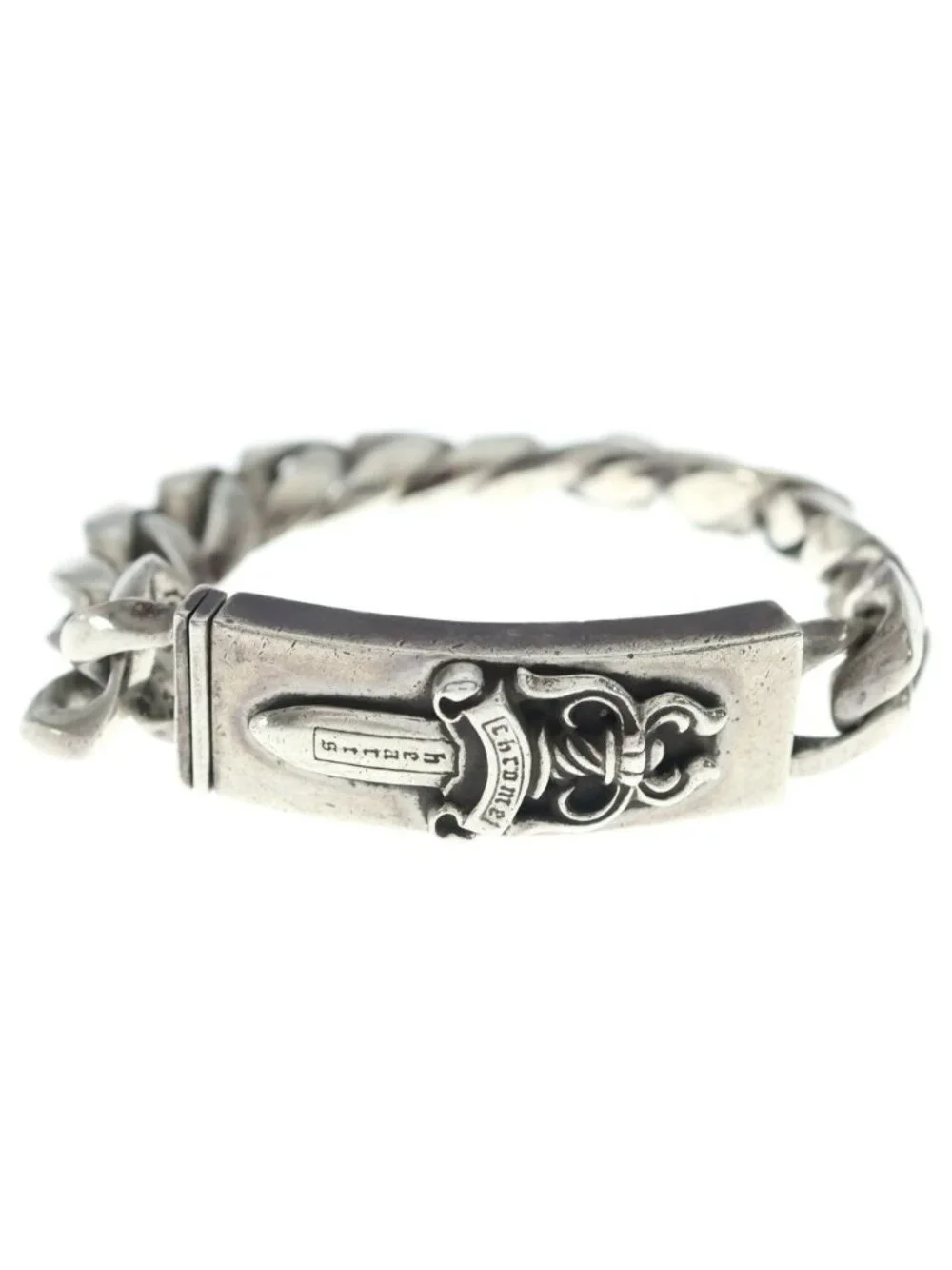 Chrome Hearts Vintage ID Dagger ID Classic Link Bracelet Silver